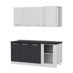 Minar 185Cm Köşe Mutfak Dolabı - Beyaz/Antrasit K185-A2