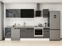 Alvinka 280X210 Cm High Gloss Mutfak Dolabı M-E80S40S40-3 High Gloss | Antrasit - Mdf