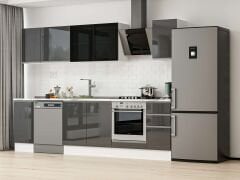 Alvinka 280X210 Cm High Gloss Mutfak Dolabı M-E80S40S40-3 High Gloss | Antrasit - Mdf