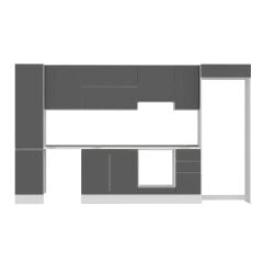 Alvinka 365X222 Cm High Gloss Mutfak Dolabı Mbb-E80B45S40-1 High Gloss | Antrasit - Mdf