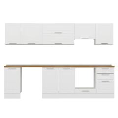 Alvinka 295X210 Cm Klasik Mebran Mutfak Dolabı M-E80S45S50-1 Mebran | Beyaz - Suntalam