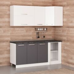 Minar 185Cm Köşe Mutfak Dolabı - Beyaz/Antrasit K185-A3