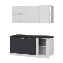 Minar 185Cm Köşe Mutfak Dolabı - Beyaz/Antrasit K185-A3