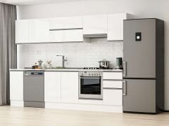 Alvinka 285X210 Cm High Gloss Mutfak Dolabı M-E80S40S45-1 High Gloss | Beyaz - Suntalam