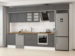 Alvinka 390X240 Cm Klasik Mebran Mutfak Dolabı Beyaz Beyaz Mb-E90S60S40-3 Mebran | Antrasit - Suntalam