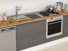 Alvinka 390X240 Cm Klasik Mebran Mutfak Dolabı Beyaz Beyaz Mb-E90S60S40-3 Mebran | Antrasit - Suntalam