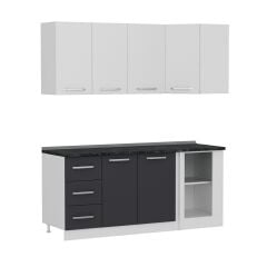 Minar 185Cm Köşe Mutfak Dolabı - Beyaz/Antrasit K185-A4