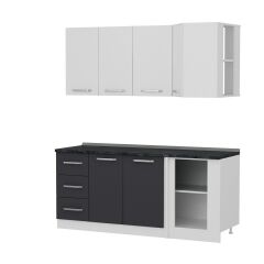 Minar 185Cm Köşe Mutfak Dolabı - Beyaz/Antrasit K185-A4