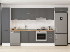 Alvinka 380X222 Cm Klasik Mebran Mutfak Dolabı Mbb-E90B45S45-1 Mebran | Antrasit - Mdf