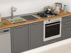 Alvinka 380X222 Cm Klasik Mebran Mutfak Dolabı Mbb-E90B45S45-1 Mebran | Antrasit - Mdf