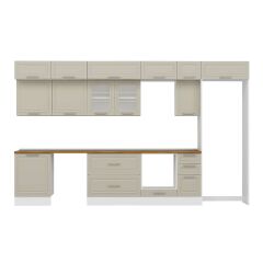 Alvinka 390X240 Cm Klasik Mebran Mutfak Dolabı Beyaz Beyaz Mb-E90S60S40-3 Mebran | Kumtaşı - Suntalam