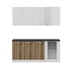 Minar 185Cm Köşe Mutfak Dolabı - Beyaz/Dore K185-D1