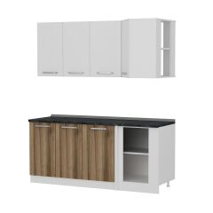 Minar 185Cm Köşe Mutfak Dolabı - Beyaz/Dore K185-D1