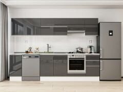 Alvinka 285X210 Cm High Gloss Mutfak Dolabı M-E80S40S45-1 High Gloss | Antrasit - Suntalam