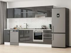 Alvinka 285X210 Cm High Gloss Mutfak Dolabı M-E80S40S45-1 High Gloss | Antrasit - Suntalam