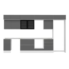 Alvinka 395X240 Cm High Gloss Mutfak Dolabı Mb-E90S45S60-3 High Gloss | Antrasit - Suntalam