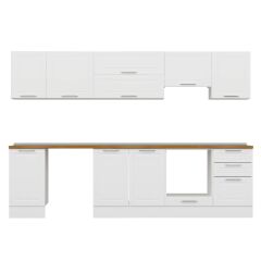 Alvinka 295X210 Cm Klasik Mebran Mutfak Dolabı M-E80S45S50-1 Mebran | Beyaz - Mdf