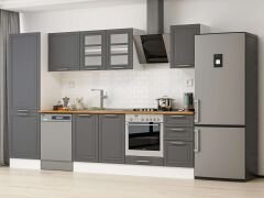 Alvinka 315X210 Cm Klasik Mebran Mutfak Dolabı Mb-E90B60S45-3 Mebran | Antrasit - Suntalam