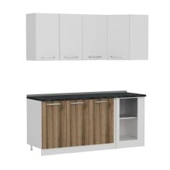 Minar 185Cm Köşe Mutfak Dolabı - Beyaz/Dore K185-D2