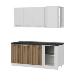 Minar 185Cm Köşe Mutfak Dolabı - Beyaz/Dore K185-D2