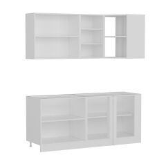 Minar 185Cm Köşe Mutfak Dolabı - Beyaz/Dore K185-D2