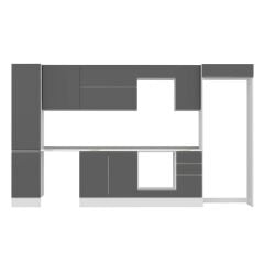 Alvinka 365X222 Cm High Gloss Mutfak Dolabı Mbb-E80B45S40-2 High Gloss | Antrasit - Mdf