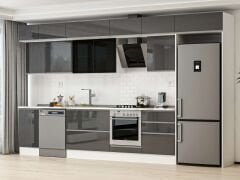 Alvinka 395X240 Cm High Gloss Mutfak Dolabı Mb-E90S45S60-3 High Gloss | Antrasit - Mdf