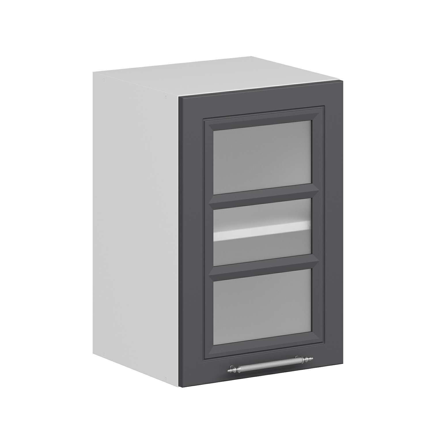 Alvinka Mutfak Modül Mbr_C Üst 1Dk1R 40-H60Cm Dolap Cam Beyaz Antrasit Mdf