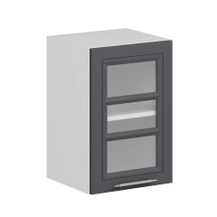 Alvinka Mutfak Modül Mbr_C Üst 1Dk1R 40-H60Cm Dolap Cam Beyaz Antrasit Mdf