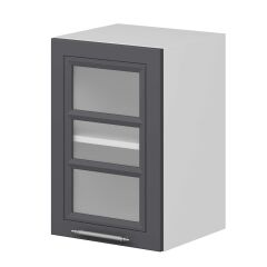 Alvinka Mutfak Modül Mbr_C Üst 1Dk1R 40-H60Cm Dolap Cam Beyaz Antrasit Mdf