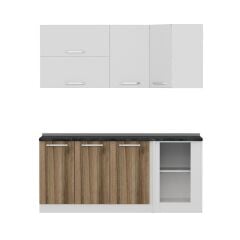 Minar 185Cm Köşe Mutfak Dolabı - Beyaz/Dore K185-D3