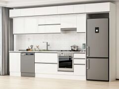 Alvinka 380X240 Cm High Gloss Mutfak Dolabı Mb-E90S50S40-1 High Gloss | Beyaz - Suntalam