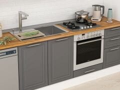 Alvinka 380X222 Cm Klasik Mebran Mutfak Dolabı Mbb-E90B45S45-2 Mebran | Antrasit - Suntalam