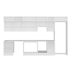 Alvinka 395X240 Cm Klasik Mebran Mutfak Dolabı Beyaz Beyaz Mb-E90S60S45-1 Mebran | Beyaz - Suntalam