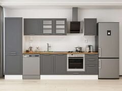 Alvinka 315X210 Cm Klasik Mebran Mutfak Dolabı Mb-E90B60S45-3 Mebran | Antrasit - Mdf