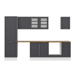 Alvinka 315X210 Cm Klasik Mebran Mutfak Dolabı Mb-E90B60S45-3 Mebran | Antrasit - Mdf