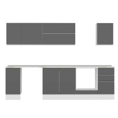 Alvinka 285X210 Cm High Gloss Mutfak Dolabı M-E80S40S45-2 High Gloss | Antrasit - Suntalam