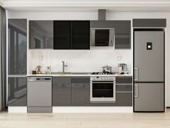 Alvinka 365X222 Cm High Gloss Mutfak Dolabı Mbb-E80B45S40-3 High Gloss | Antrasit - Suntalam