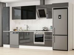 Alvinka 365X222 Cm High Gloss Mutfak Dolabı Mbb-E80B45S40-3 High Gloss | Antrasit - Suntalam