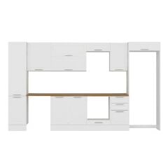 Alvinka 380X222 Cm Klasik Mebran Mutfak Dolabı Mbb-E90B45S45-2 Mebran | Beyaz - Mdf