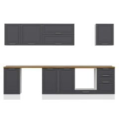 Alvinka 295X210 Cm Klasik Mebran Mutfak Dolabı Beyaz Beyaz M-E80S45S50-2 Mebran | Antrasit - Suntalam