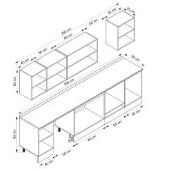 Alvinka 295X210 Cm Klasik Mebran Mutfak Dolabı Beyaz Beyaz M-E80S45S50-2 Mebran | Antrasit - Suntalam