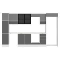 Alvinka 365X222 Cm High Gloss Mutfak Dolabı Mbb-E80B45S40-3 High Gloss | Antrasit - Mdf