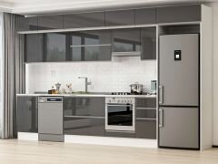 Alvinka 380X240 Cm High Gloss Mutfak Dolabı Mb-E90S50S40-1 High Gloss | Antrasit - Mdf