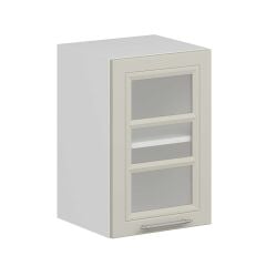 Alvinka Mutfak Modül Mbr_C Üst 1Dk1R 40-H60Cm Dolap Cam Beyaz Kumtaşı Mdf