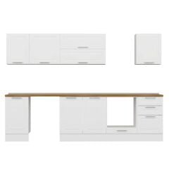 Alvinka 295X210 Cm Klasik Mebran Mutfak Dolabı Beyaz Beyaz M-E80S45S50-2 Mebran | Beyaz - Mdf