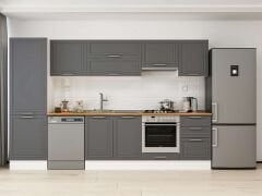 Alvinka 320X210 Cm Klasik Mebran Mutfak Dolabı Mb-E90B60S50-1 Mebran | Antrasit - Suntalam