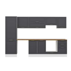 Alvinka 320X210 Cm Klasik Mebran Mutfak Dolabı Mb-E90B60S50-1 Mebran | Antrasit - Suntalam