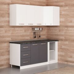 Minar 190Cm Köşe Mutfak Dolabı - Beyaz/Antrasit K190-A2