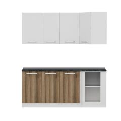 Minar 190Cm Köşe Mutfak Dolabı - Beyaz/Dore K190-D1